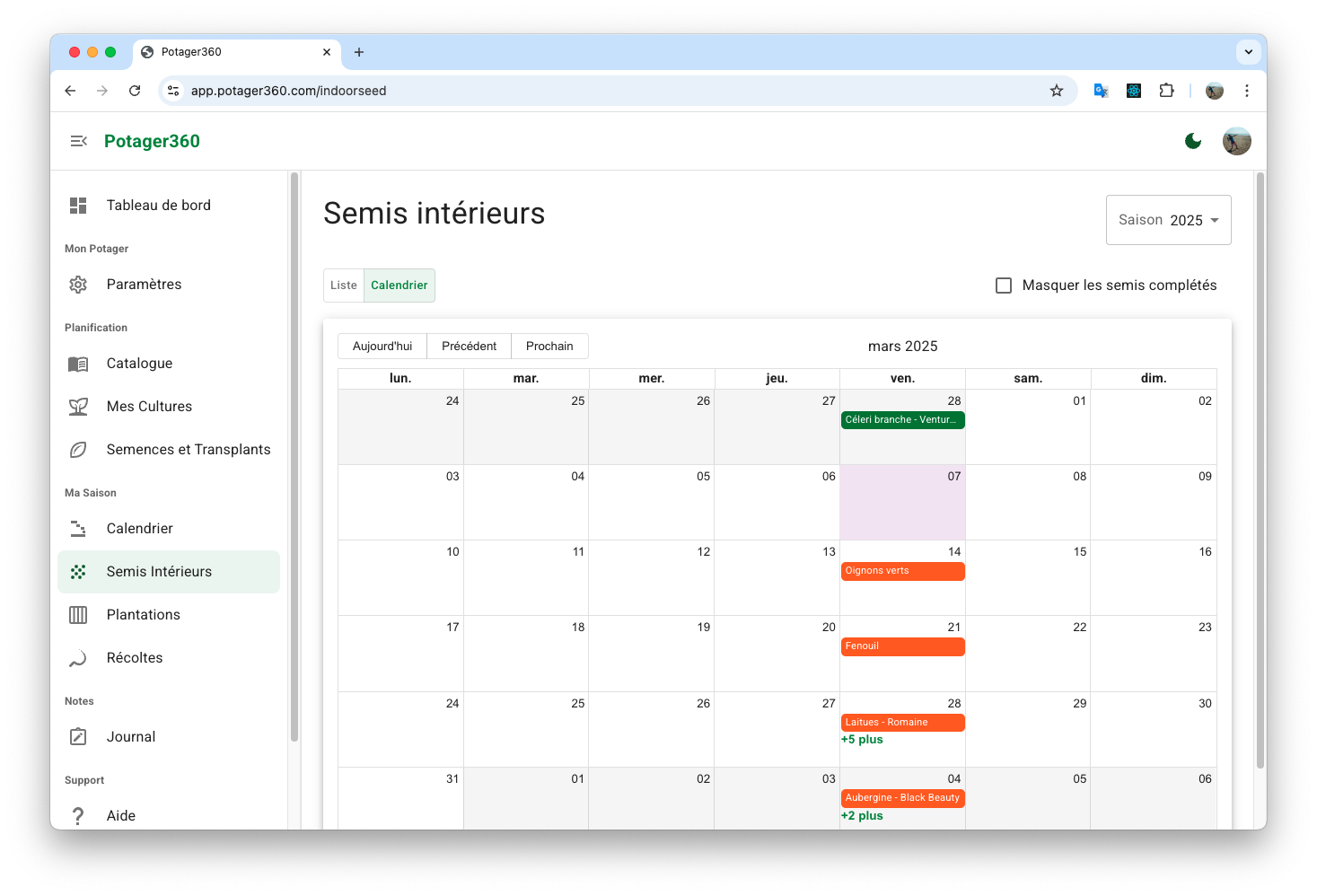 Calendrier vue 1
