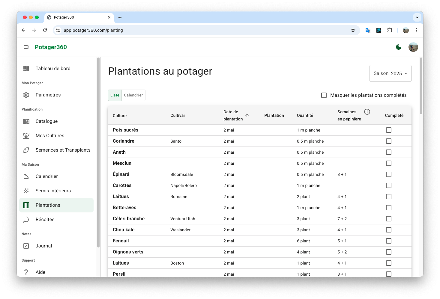 Calendrier vue 2