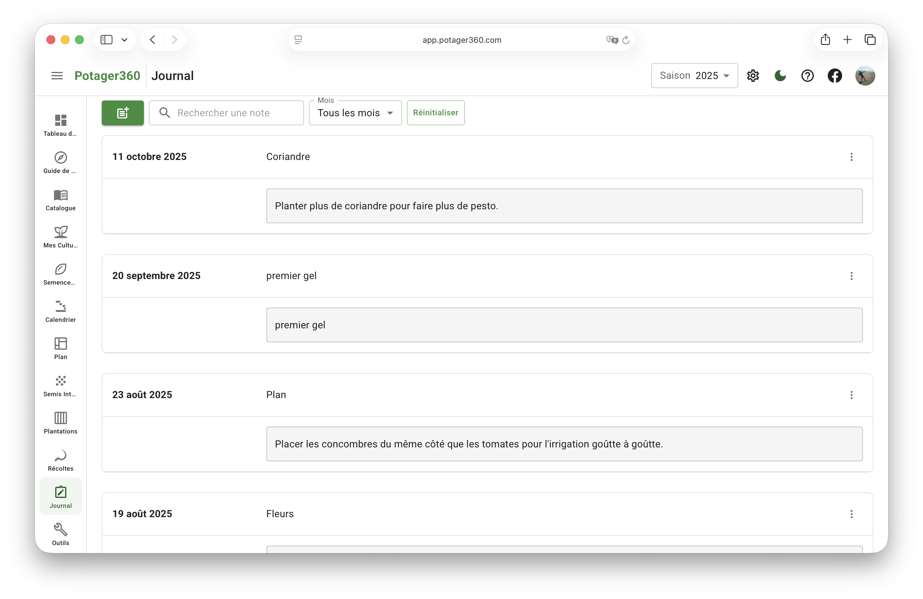 Journal de jardinage