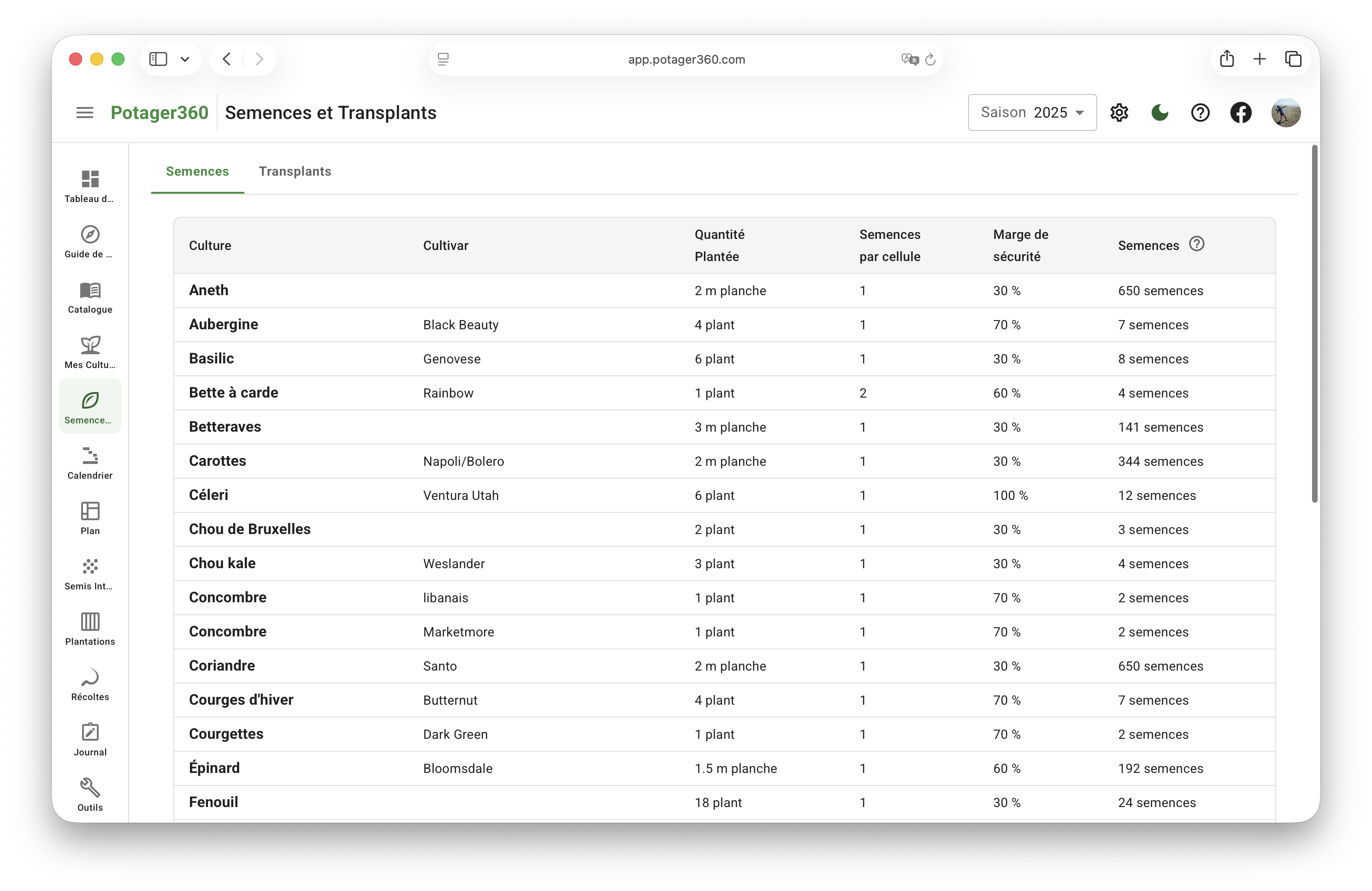 Planification des semis